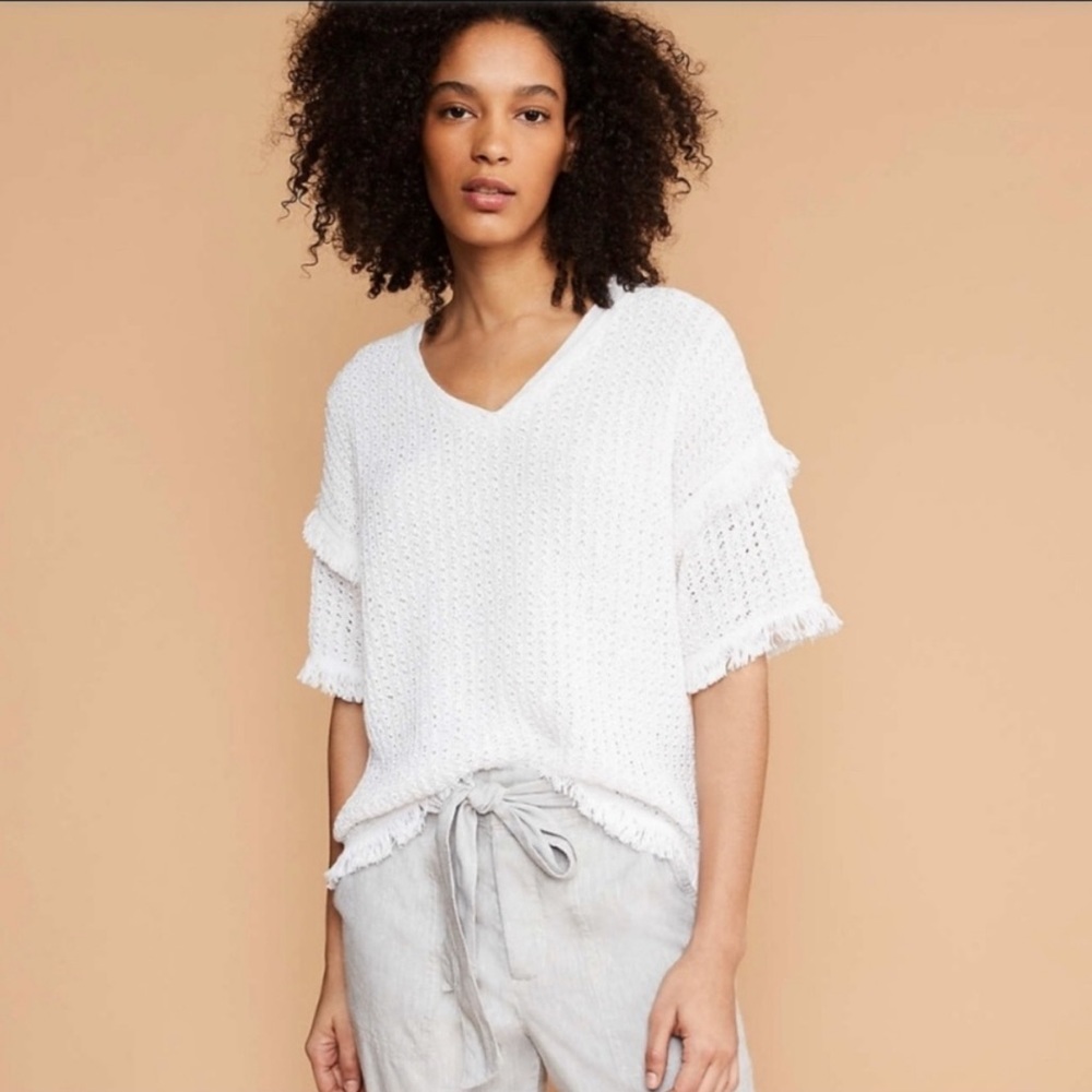 Lou & Grey White Fringe Top